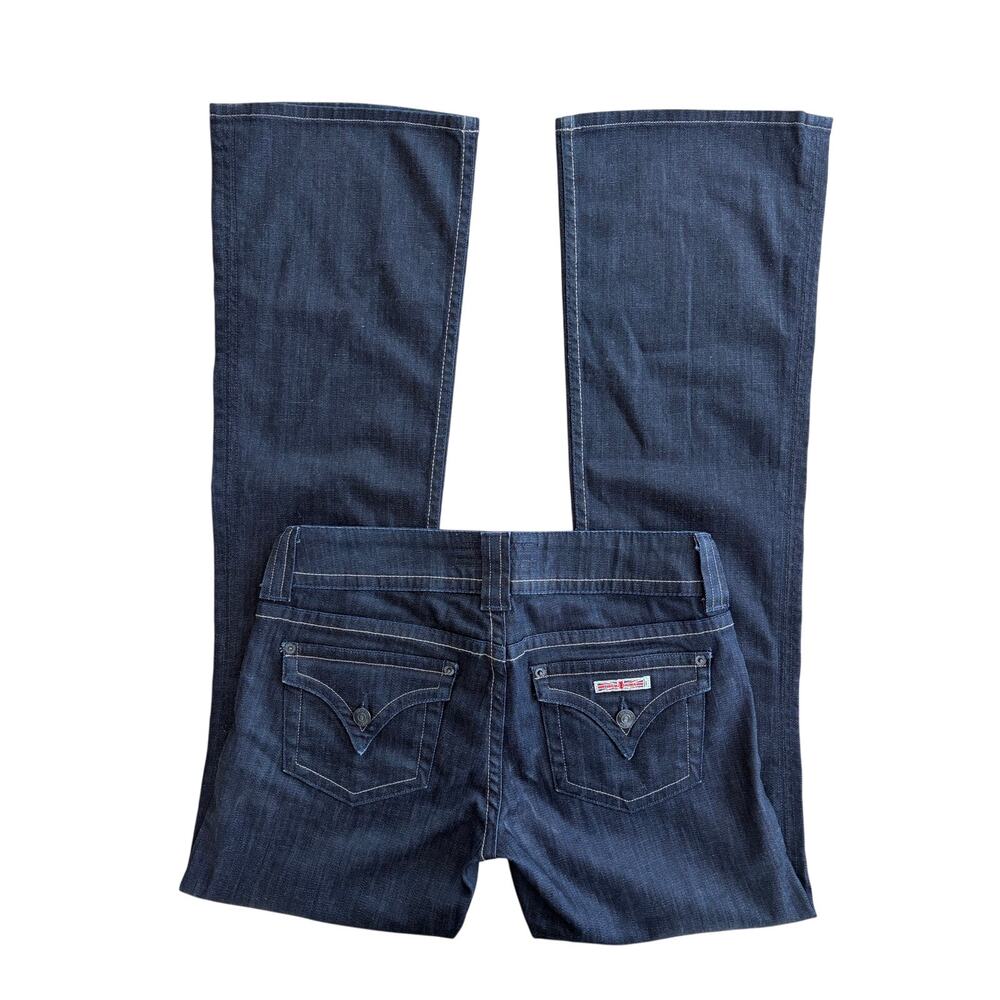 vintage Y2K Hudson Low Rise Flare Jeans Dark Wash Flap Pocket 28